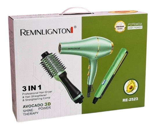COMBO 3 EN 1 SECADOR + PLANCHA + CEPILLO AGUACATE RE-2523