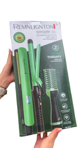 COMBO 3 EN 1 PLANCHA + RIZADOR + CEPILLO SECADOR AGUACATE RE-2513