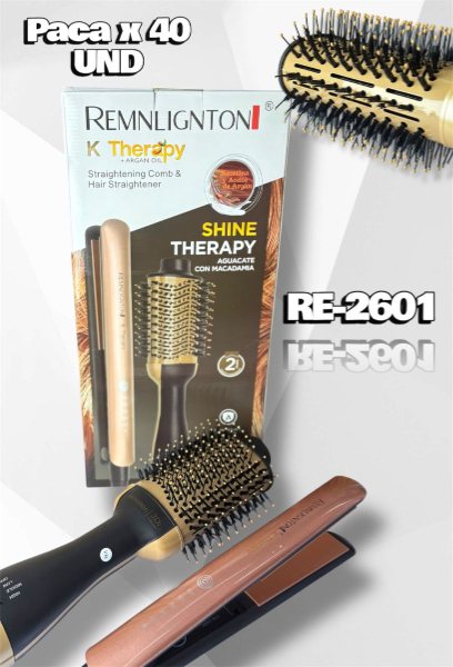 COMBO PLANCHA + CEPILLO SECADOR KERATINA RE-2601